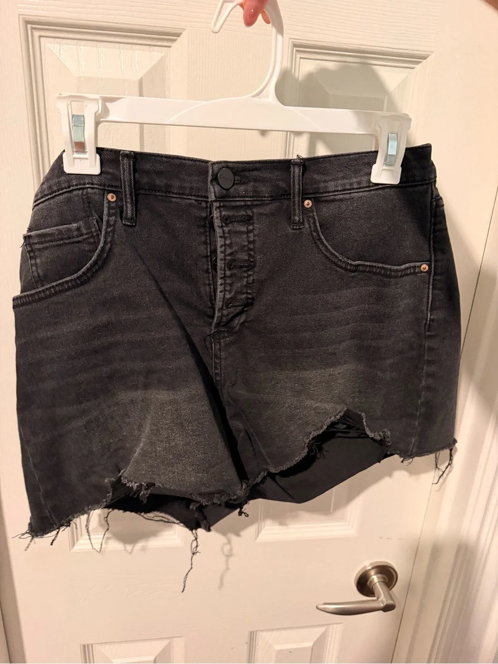 Black Distressed Denim Jean Shorts